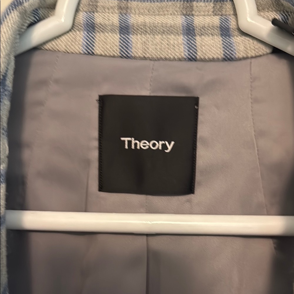 Theory Gray Plaid Women's Coat - Picture 2 of 6